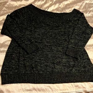 Soft black, one-shoulder pullover sweater